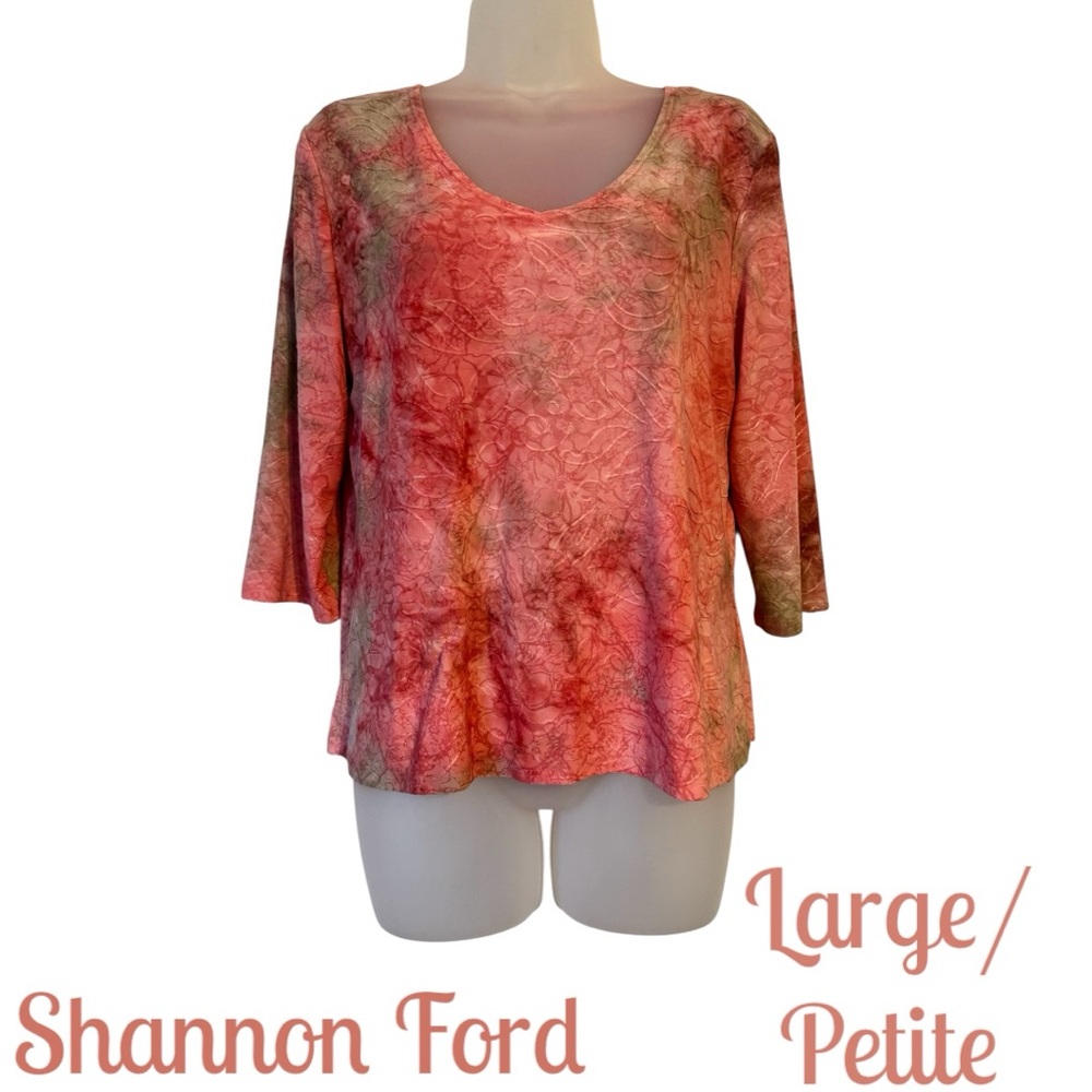 SHANNON FORD 3/4 SLEEVES  V-NECKLINE TOP   LARGE/PETITE     #V